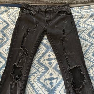 MNML Charcoal Distressed Skinny Jeans